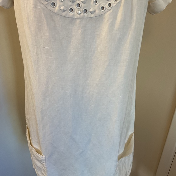 NWT Armani Exchange White Tunic with Embellishments Silk/Linen Blend Size 2 - Picture 3 of 10
